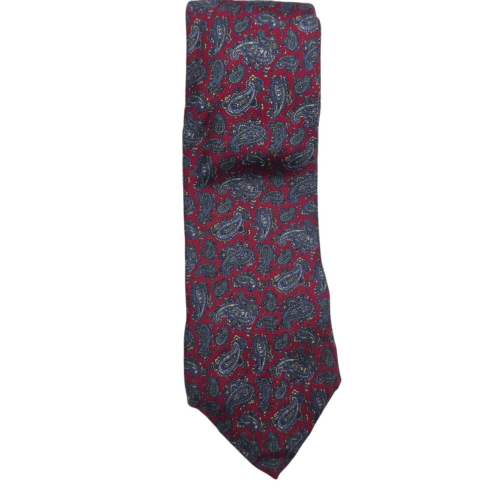 Parliament House Necktie Mens OS Burgundy Blue Paisley Classic Silk Tie London